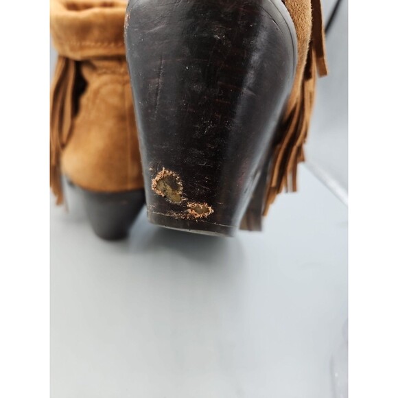 Sam Edelman Boots Womens 8.5 Brown Louie Suede Fringe Zip Ankle Western - Picture 5 of 12